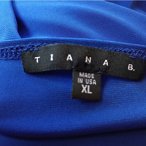 Tiana B Embellished Cobalt Blue Shift Dress XL Made USA Beaded Hem Classic Chic - Picture 6 of 11